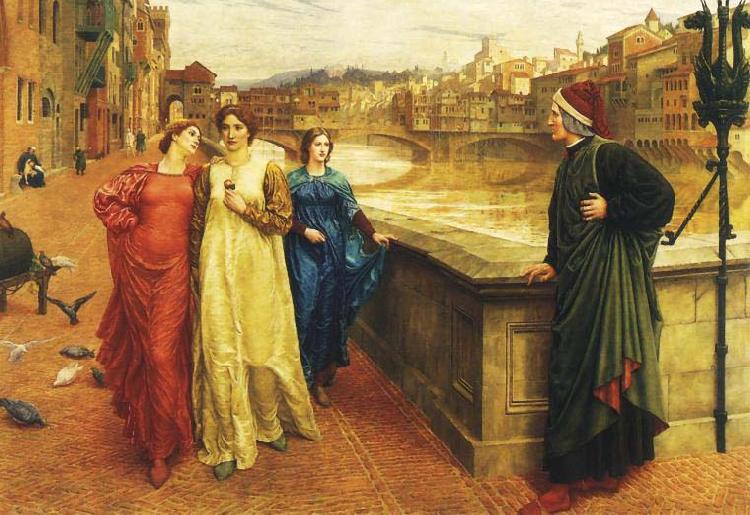 Henry Holiday Dante meets Beatrice at Ponte Santa Trinita oil painting image